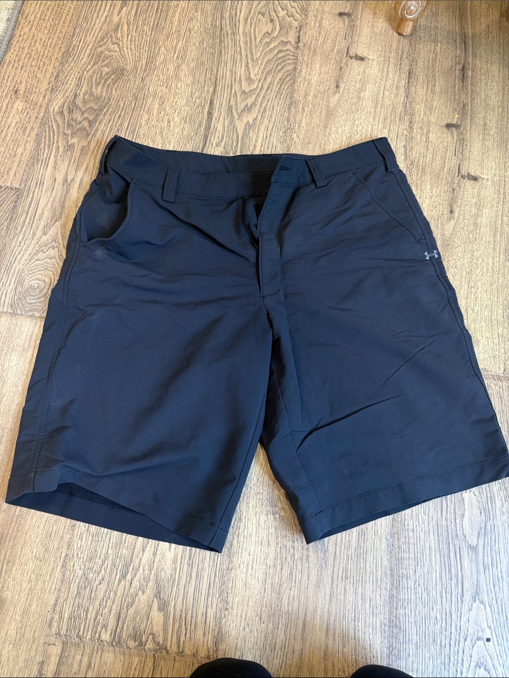 Under Armour Men's Black Athletic Shorts with Side Logo